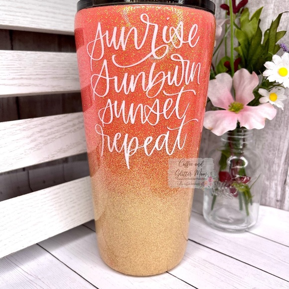 Sunrise Sunburn Sunset Repeat 16oz Slim Pint Handmade Unique One Of A Kind Straw - Picture 10 of 13